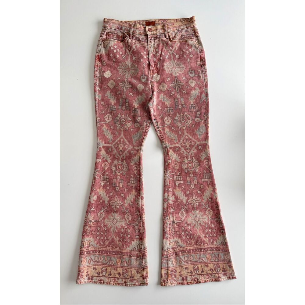 Mother The Super Cruiser Rug Burn 32 Flare Moroccan Rug Print Jeans Denim